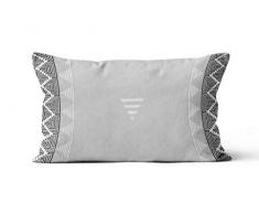 Soleil docre Inca Coussin décoratif, Coton, Blanc, 32 x 50 cm