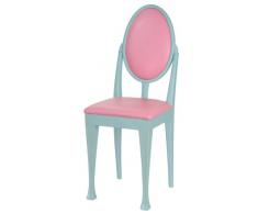 High Street Design Bleu Lot de 4 chaises de salle à manger avec pieds Nuovo et rose simili cuir Coussins