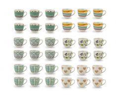 Royal Norfolk 729355 Lot de 6 tasses à café, porcelaine, décorations assorties, CC 90