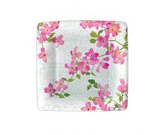 Caspari 14440SP Lot de 8 Assiettes Dessert, Papier, Rose, 21 x 21 x 0,02 cm