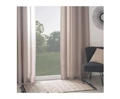 HomeMaison Rideau Isolant chiné à Oeillets, Polyester, Lin, 260x140 cm