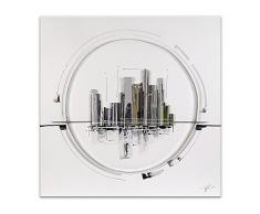 Arte Dal Mondo AS377X1 Ville Abstrait Tableau figuratif Modern Peint Ã la Main sur Toile avec Chassis, Acrylique, Multicolore, 80x80x3,5 cm