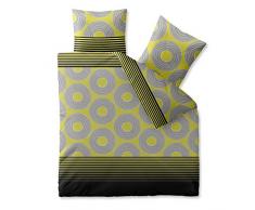 CelinaTex Harmony Nadine Linge de lit Microfibre Rayures Cercles Jaune Noir Gris 200 x 220 cm