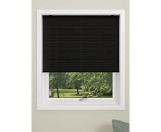 DEBEL 100 x 160 cm 100% Polyester Touch occultant Store plissé, Noir Parent, Noir, 80 x 210 cm