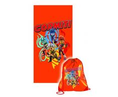 Serviette de Plage ou Piscine Originale Gormiti 70 x 140 cm avec Sac américain en Cadeau Fast Dry