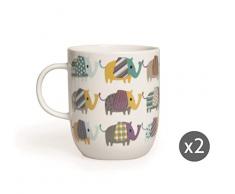 Excelsa Lot de 2 tasses en porcelaine Motif Ã©lÃ©phant New Bone China