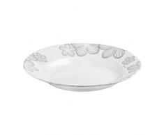 Dajar Assiettes Creuses 22,5Â cm Dream Flower Silver Ambition, Verre, Blanc Gris, 22,5Â cm cm