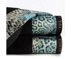 Eurofirany Lot de 3 Serviettes de Toilette en Coton avec Motifs Luxueux Noir 70 x 140 cm