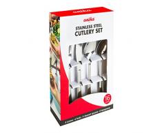 Anika 4 Poignée en Corde de Chanvre Etch Ensemble de Couverts, Acier Inoxydable, Argent, 16.5 x 5 x 25 cm