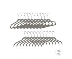 Relaxdays 10024664_683 Velours, Set de 20, Antidérapant, Cintres Pantalon, Traverse Costumes, Crochet 360, Gris, Fer, 23 x 41,5 x 0,6cm