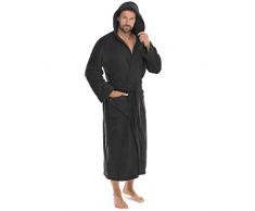 CelinaTex Florida Peignoir De Bain, Capuche, De Couleur Unie, Longue, Poches Appliquées, Femme, Homme, Unisexe, Microfibre, Laine Polaire de Corail L Noir