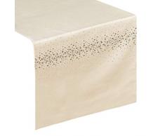 Eurofirany Chemin de Table en Velours avec Pierres en zircone Crème 35 x 140 cm