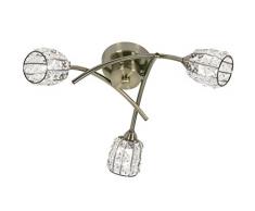 Oaks Lighting 5157 3/AB Naira Lustre finition laiton Antique avec abat-jours en perles de cristal