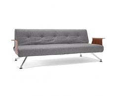 INNOVATION LIVING Canape lit design CLUBBER gris convertible 210*115cm accoudoirs bois