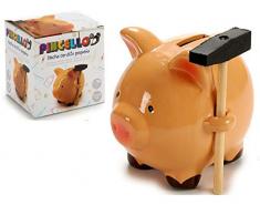 Arte Regal Tirelire cÃ©ramique Cochon + Marteau 12 x 11 cm, Multicolore, 12 x 11 cm