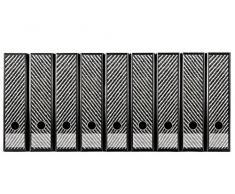 codiarts. Etiquettes à design pour 9 classeurs A4 à dos large - Motif : structure textile rayée gris et blanc - autocollants, étiquettes, autocollants pour dos de dossier