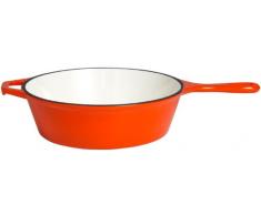 PAELLA WORLD PaellaWorld 9740Â PoÃªle et Sauteuse en Fonte, diamÃ¨tre 25,5Â cm, Orange/Ã©mail Blanc