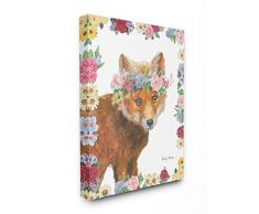 Le Stupell Home Decor Collection Fleur Amis Fox DÃ©coration Murale tendue, Toile, Multicolore, 40.64Â x 103.23Â x 50.8Â cm