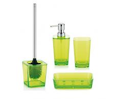 Kela 390054 ensemble de salle de bain 4 pièces, plastique vert, Kristall
