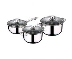 Wellberg Q3165 Batterie de cuisine 6 pièces 1 casserole + 2 casseroles Ã18 et Ã20 avec couvercle, acier inoxydable