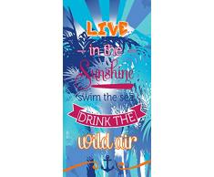 Secaneta Serviette de Plage en Velours Multicolore 150 x 75 cm