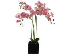 Leaf Orchidée Artificielle Rose Clair en céramique Cube Pot de Fleurs en matériaux mélangés 90 cm