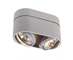 SLV 117194 Kardamod Surface ronde QRB Double Plafonnier Luminaire, rond, gris argenté, max, 2 x 75 W, en acier, gris argenté,