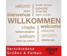 Graz Design Sticker Mural repositionnable avec Inscription en Allemand Herzlich WiLLKOMMEN Marron Clair 50 cm x 35 cm
