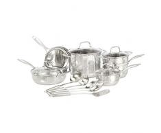 AmazonBasics Batterie de cuisine 15 pièces en acier inoxydable â Casseroles, poêles et ustensiles