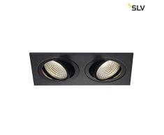 SLV Plafonnier Ã LED Spot Set de 2Â DL Square New Tria, COB, 3000Â K, 38Â Â°C, avec pilote, clip plumes Noir 113920