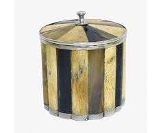 Better & Best Bicolore Seau à glace brillant et mat avec tige et métal, rond, bas, tricolore noir, marron et crème, dimensions 18 x 18 x 21 cm