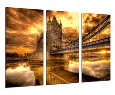 Tableau Moderne Photographique, Impression sur bois, Paysage de Londres Vintage, London Bridge, Tower Bridge, 97 x 62 cm, ref. 26533