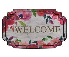 Hamat Tapis dEntrée Eco Master pour lIntérieur et lExtérieur en Caoutchouc Recyclé, Motif Fleurs Welcome, 45X75 Cm