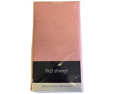 Rapport Facile dentretien Infroissable Drap Plat, Coton Polyester, Rose, Double