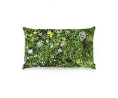 FOONKA Coussin en Bois de hêtre avec Feuilles de buis Vert 50 x 30 cm