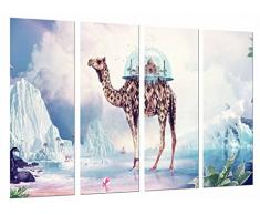 Tableau Moderne Photographique, Impression sur bois, Paysage futuriste, Surréaliste Animal Camel Lake, Eau, 131 x 62 cm, ref. 27035