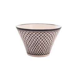 Sabot Living Saladier Moyenne avec Dessins, céramique, Blanc et Noir, 20 cm