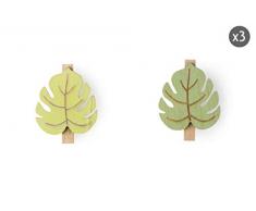 Excelsa Foliage Lot de 6 Pinces Ã Linge en Bois, Vert