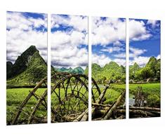 Tableau Moderne Photographique, Impression sur bois, Moulin vintage dans la nature, Arroyo,, 131 x 62 cm, ref. 26714