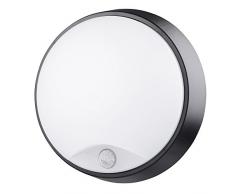 LYO Applique murale ronde avec capteur intÃ©grÃ©, 14Â W, noir, 21.5Â x 8Â cm