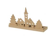 Efco Bougeoir Silhouette Alpes Village avec 2Â piÃ¨ces et 4Â Inserts, Papier Mache, Marron, 32Â x 32Â x 9Â x 19,5Â cm