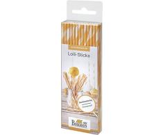 Birkmann 443235 BÃ¢tonnets Ã Sucette pour CakePops 48 piÃ¨ces rayÃ© Orange, Papier, Blanc, 15 x 0,5 x 0,5 cm