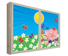 CCRETROILUMINADOS Ccretro-Ã©clairÃ© ÃlÃ©phant Rose FenÃªtres Faux Enfants Tableaux DÃ©coratifs Lumineux MÃ©thacrylate Blanc 60 x 80