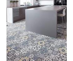 1 Adhésif carrelage Sol Antidérapant - Stickers sol salle de bain - Carrelage adhesif sol - Stickers sol - Sol adhesif - Carrelage adhesif avec Laminât de Protection Dalle de galets 40x40 cm - 1 Pièce