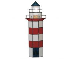 Lumilamp 5LL-1166 Lampe de table style Tiffanny Rouge/blanc/bleu 21 x 56 cm 2 ampoules E14 max. 25 W en verre coloré