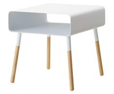YAMAZAKI home Table dappoint Unie avec Ã©tagÃ¨re de Rangement Blanc/Acier/Bois