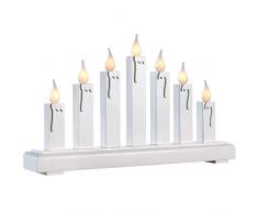 WeRChristmas Décoration de Pont en Bois avec 7 Bougies LED Multicolore 36 cm