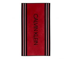 Calvin Klein Serviette de Plage, Coton, Rouge, 91x183 cm
