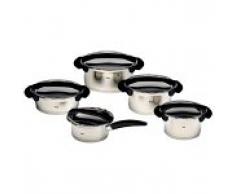Fissler-Magic Batterie de Cuisine 5 pièces en Acier Inoxydable Manche Noir