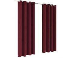 ForenTex A-0541 Rideaux occultants pour fenêtres de Salon/Chambre/Chambre Grande Hauteur avec Åillets, 100% Polyester, Grenat, Un Panneau 145 x 260 cm